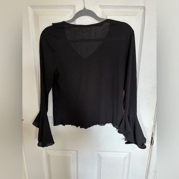 Black ruffle sheer vintage top size small - Picture 3 of 5